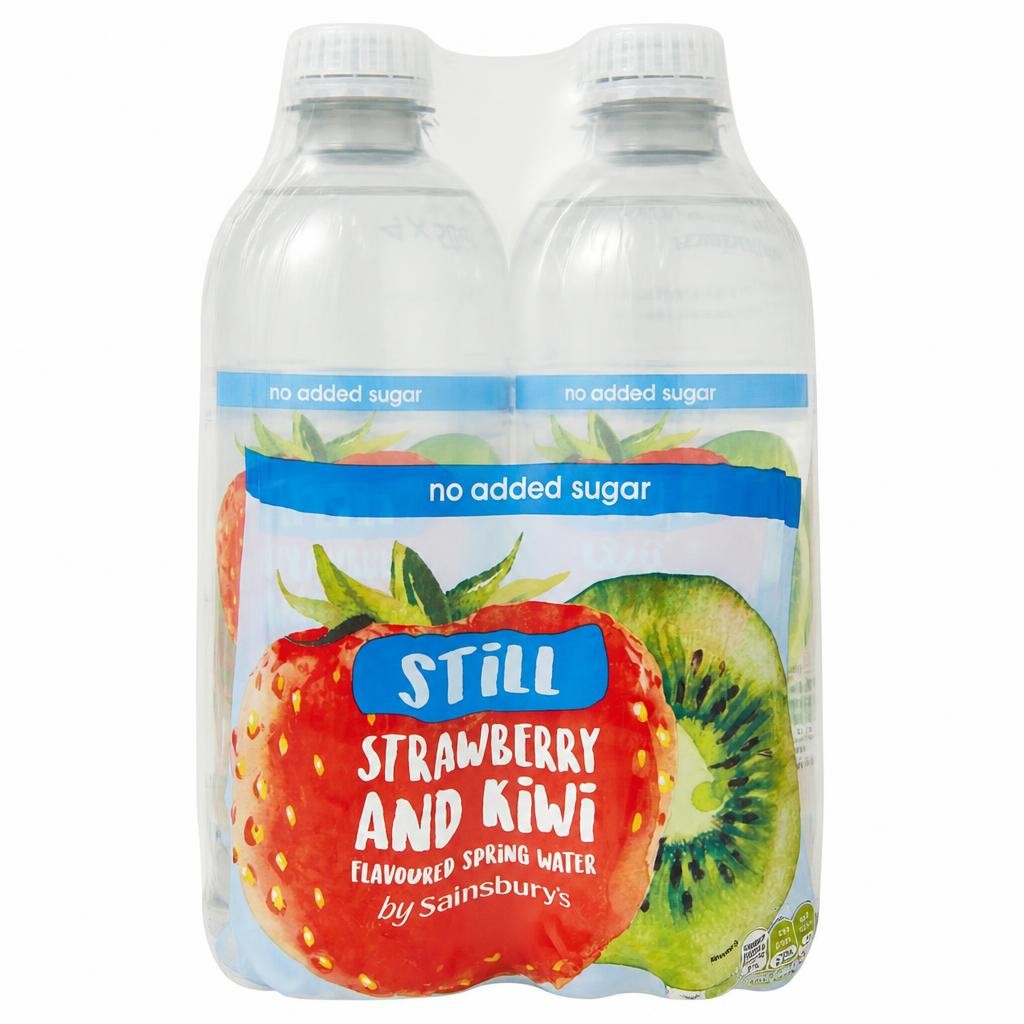 Sainsbury's Bottled Still Flavoured Water Strawberry & Kiwi, No Added Sugar 4x500ml