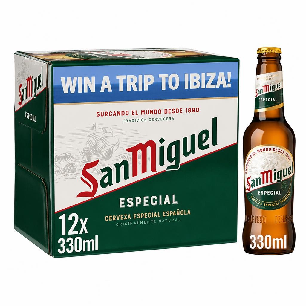 San Miguel Premium Lager Beer Bottles 12x330ml