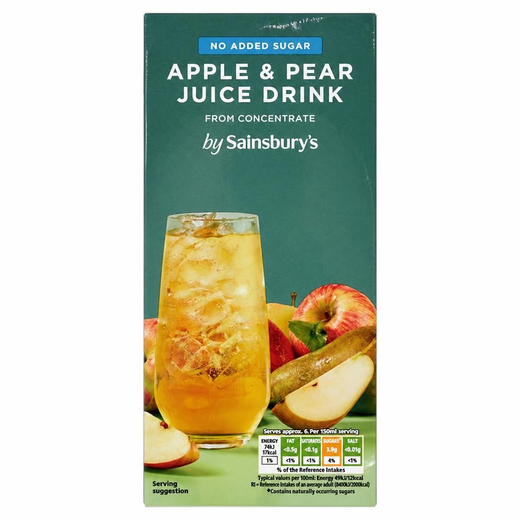Sainsbury's Apple & Pear Juice Drink, No Added Sugar 1L