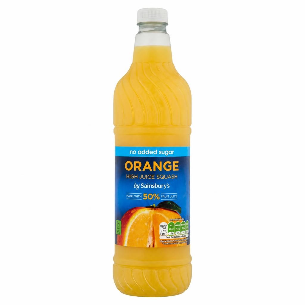 Sainsbury's High Juice Orange Squash, No Added Sugar 1L