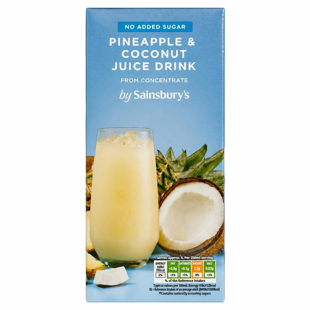 Sainsbury's Pineapple & Coconut Juice Drink, No Added Sugar 1L