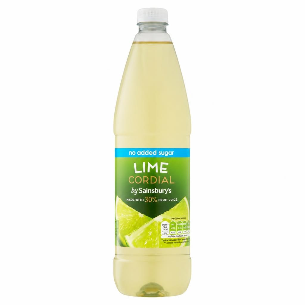 Sainsbury's Lime Cordial No Added Sugar 1L
