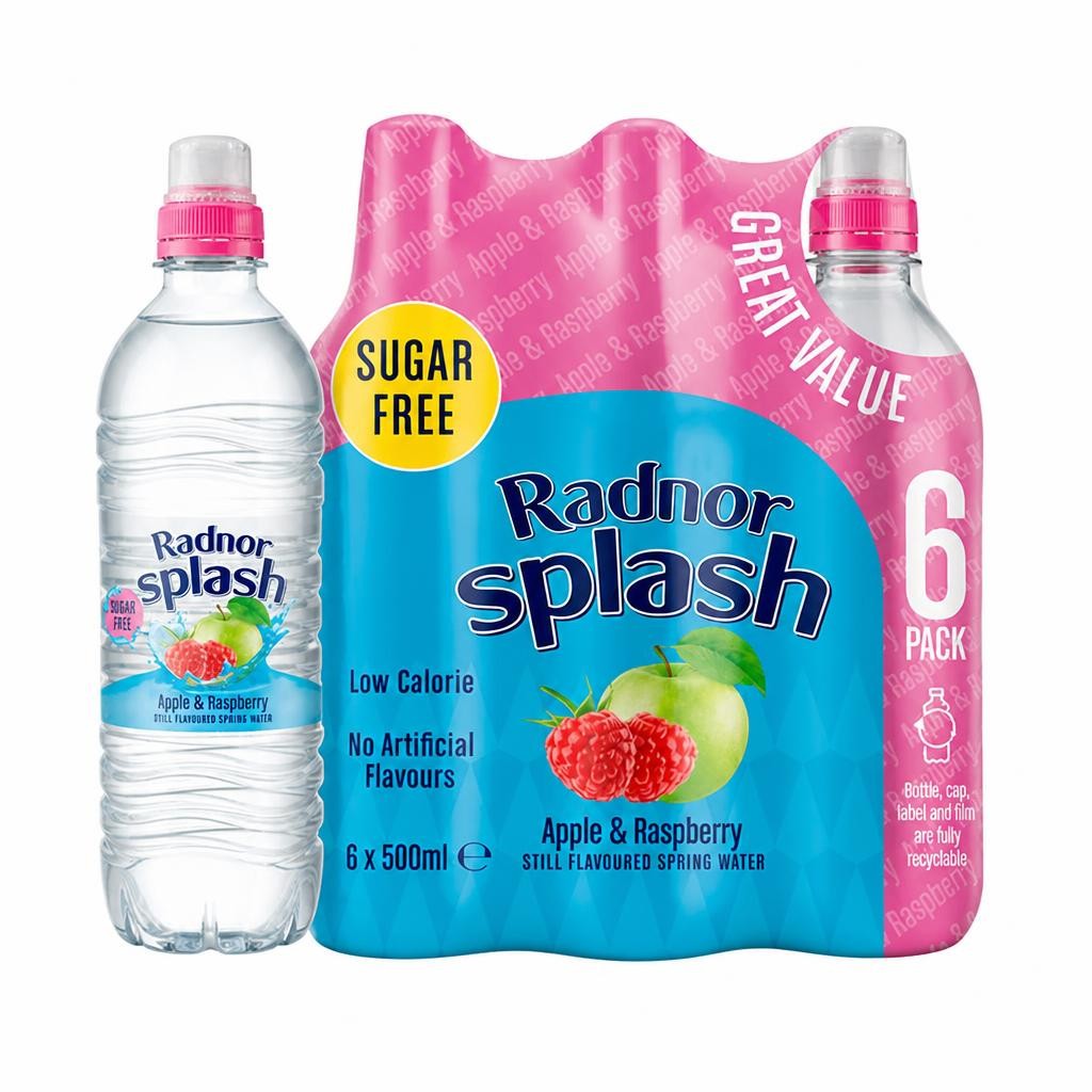 Radnor Splash Apple & Raspberry Still Flavoured Spring Water 6x500ml
