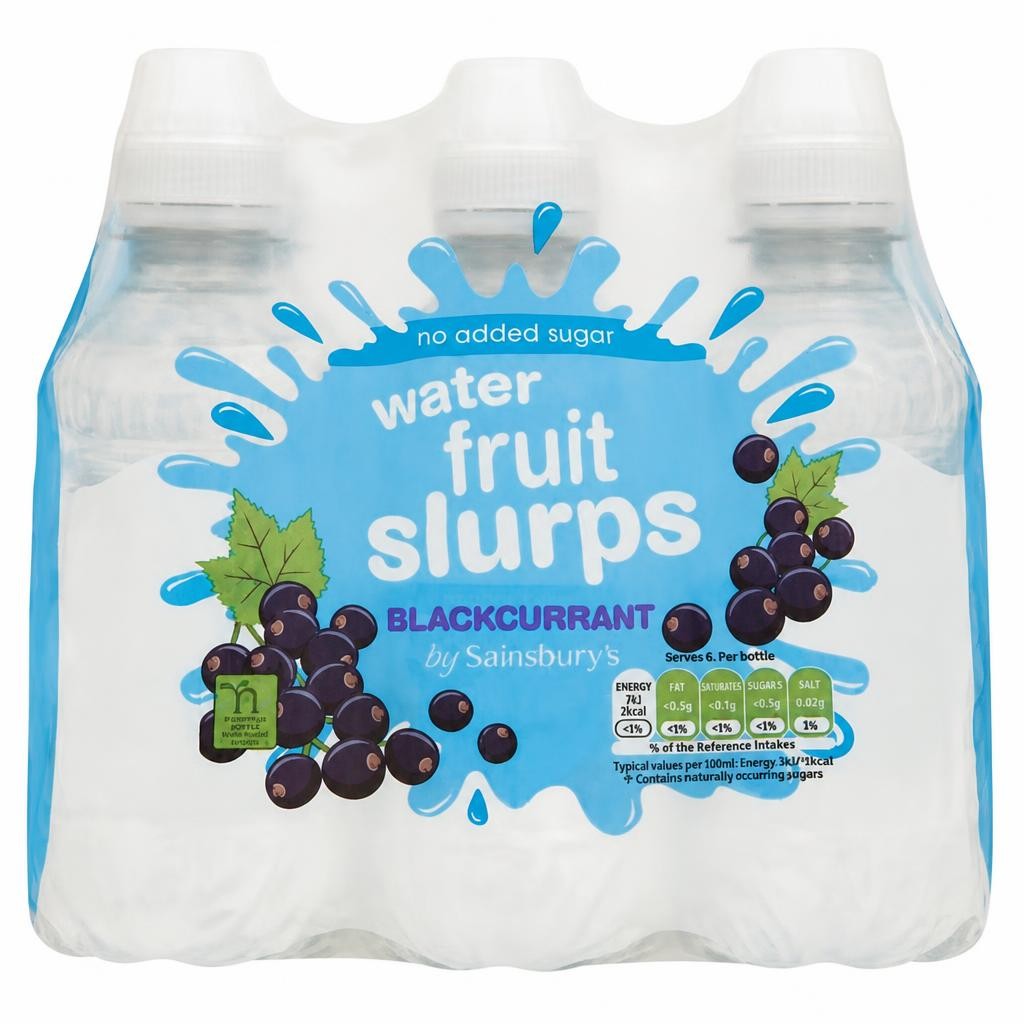 Sainsbury's No Added Sugar Mineral Water Fruit Slurps Blackcurrant Flavoured 6 x 250ml