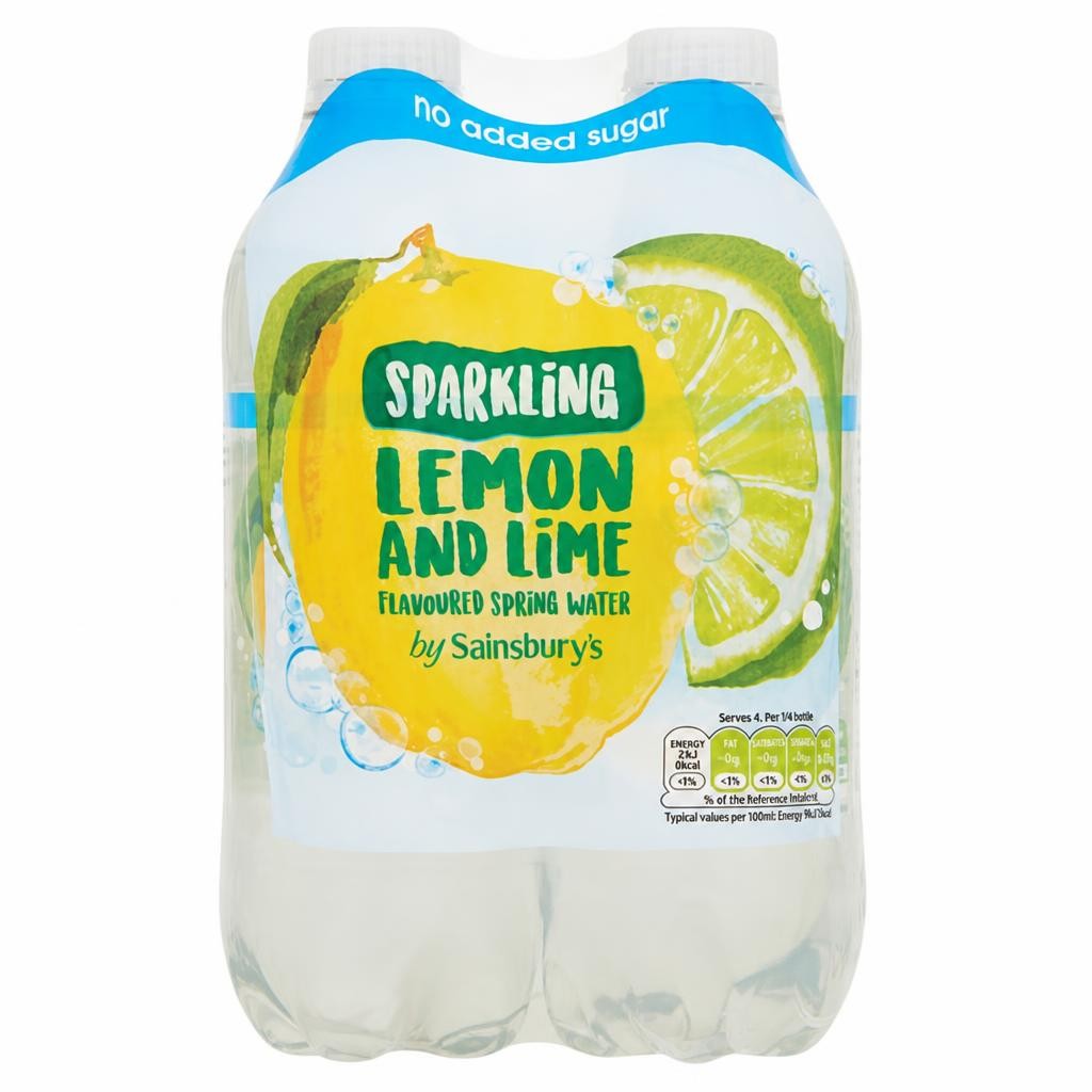 Sainsbury's Bottled Sparkling Flavoured Water Lemon & Lime, No Added Sugar 4x500ml
