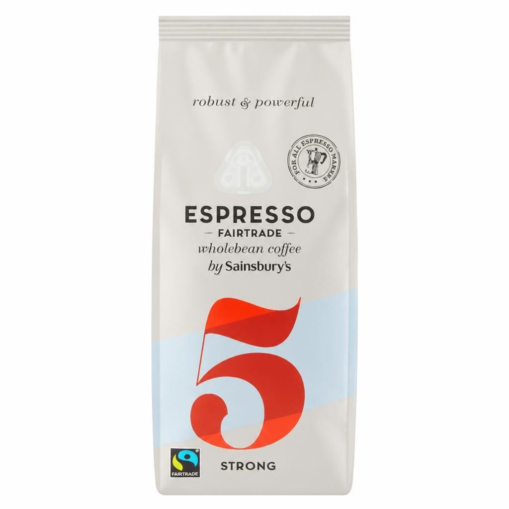 Sainsbury's Fairtrade Italian Espresso Coffee Beans, Strength 5 227g