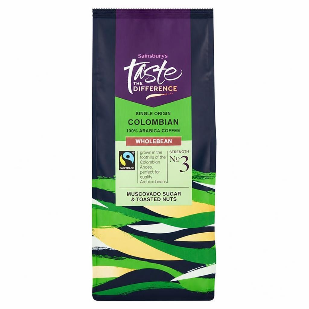 Sainsbury's Fairtrade Colombian Beans Strength 3, Taste the Difference 227g