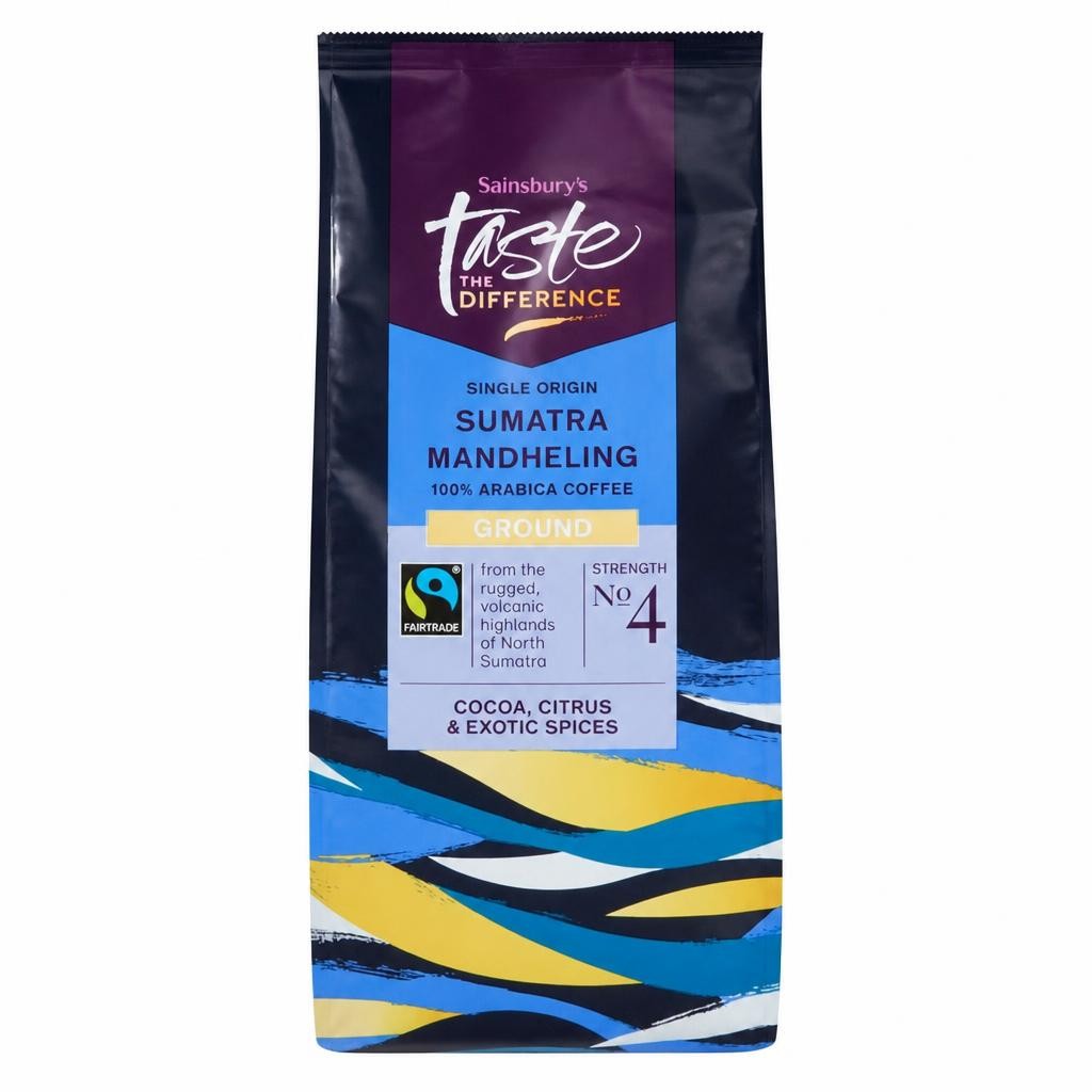 Sainsbury's Fairtrade Sumatra Mandheling Coffee Strength 4, Taste the Difference 227g