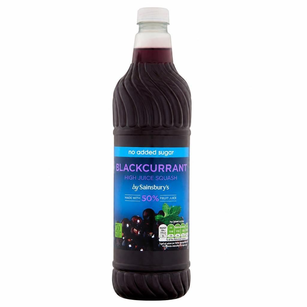 Sainsbury's High Juice Blackcurrant Squash, No Added Sugar 1L