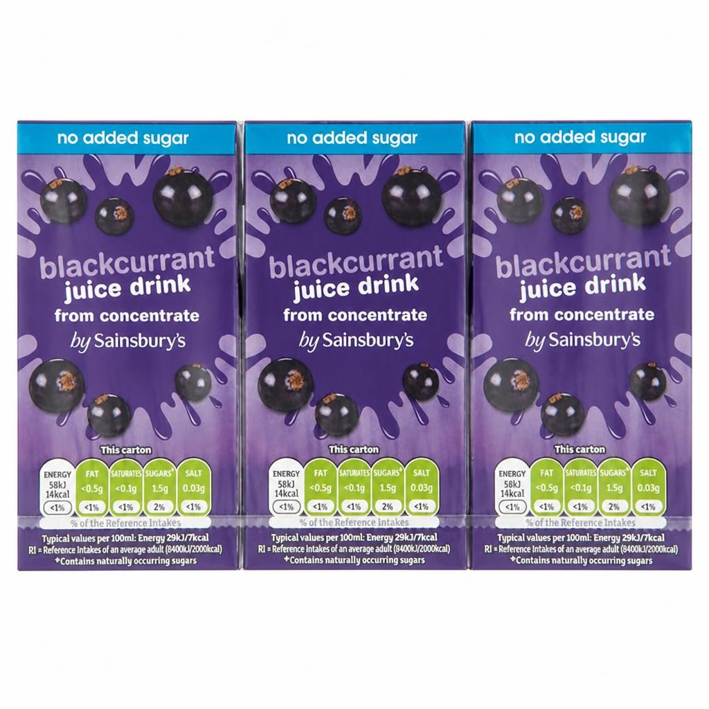 Sainsbury's Blackcurrant, No Added Sugar 3x200ml