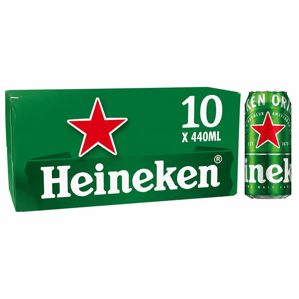 Heineken Original Premium Lager Beer 5% ABV Can 10 x 440ml
