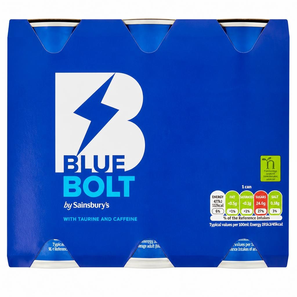 Sainsbury's Blue Bolt 6x250ml (Sugar levy applied)