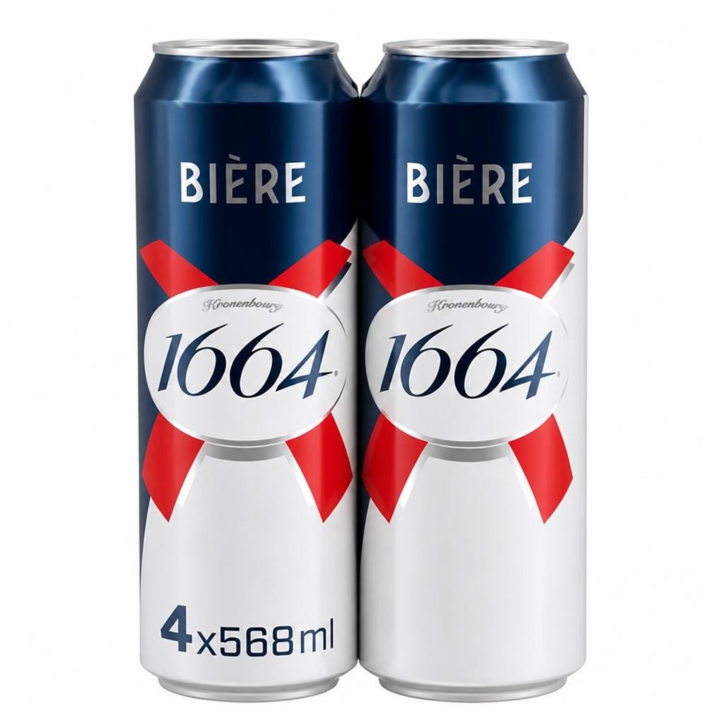 Kronenbourg 1664 Lager Beer Cans 4 x 568ml Pint