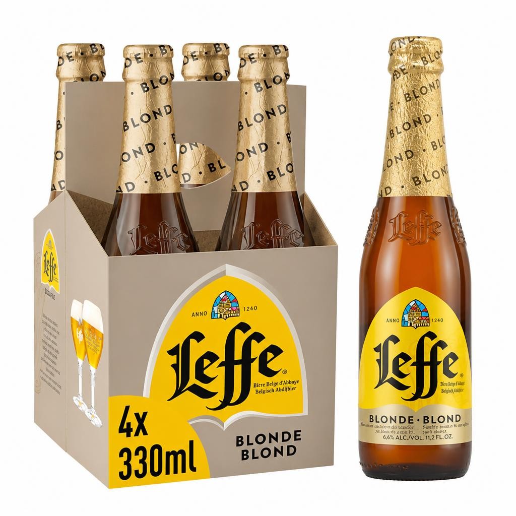 Leffe Blonde Abbey Beer Bottles 4x330ml