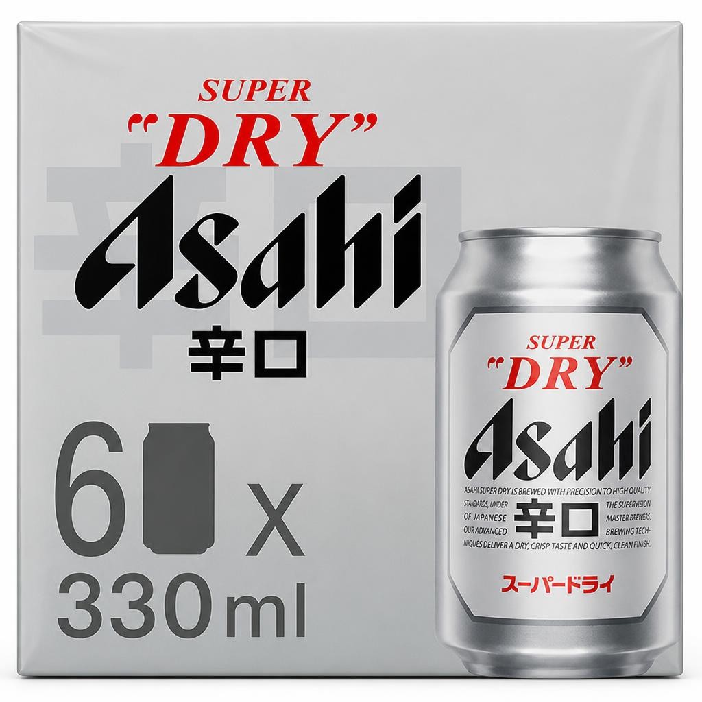 Asahi Super Dry Beer Lager Cans 6x330ml