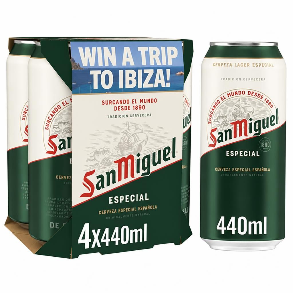 San Miguel Premium Lager Beer Cans 4x440ml