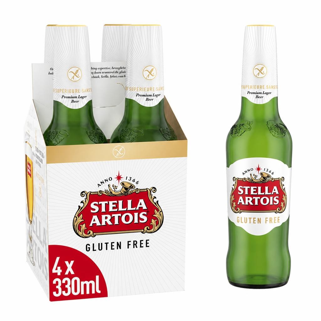 Stella Artois Gluten Free Premium Lager Beer Bottles 4x330ml