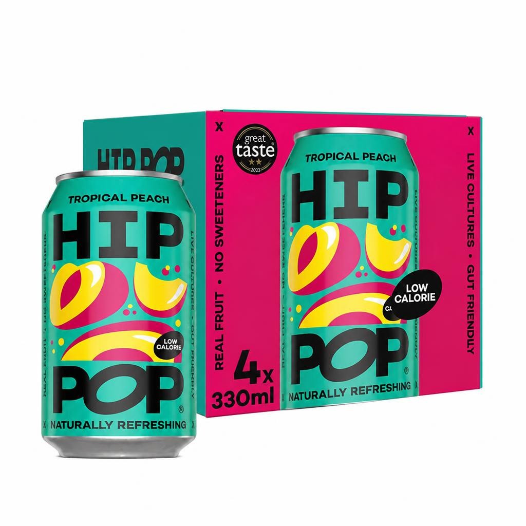 Hip Pop Tropical Peach Living Soda 4 x 330ml