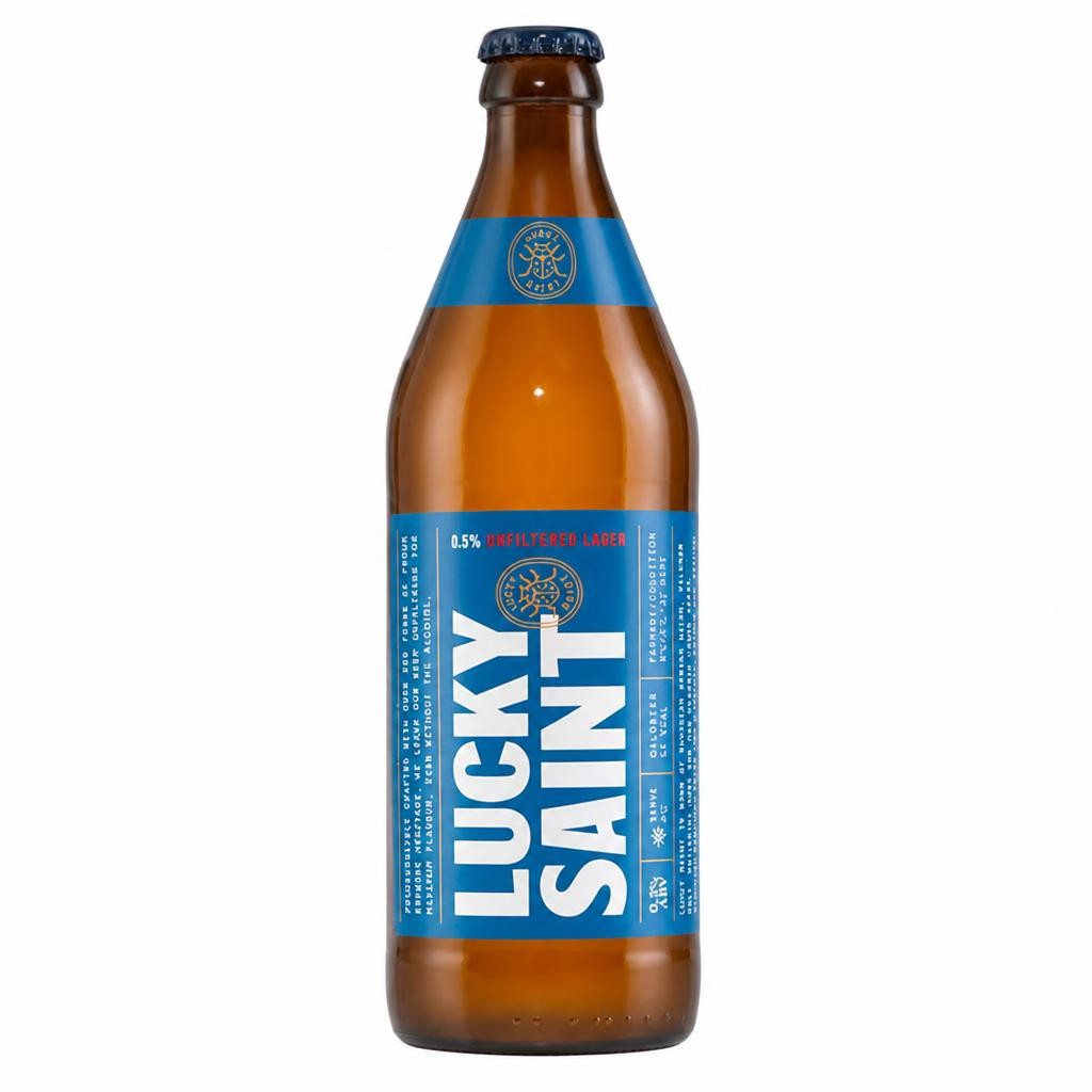 Lucky Saint 0.5% Low Alcohol Unfiltered Lager 500ml