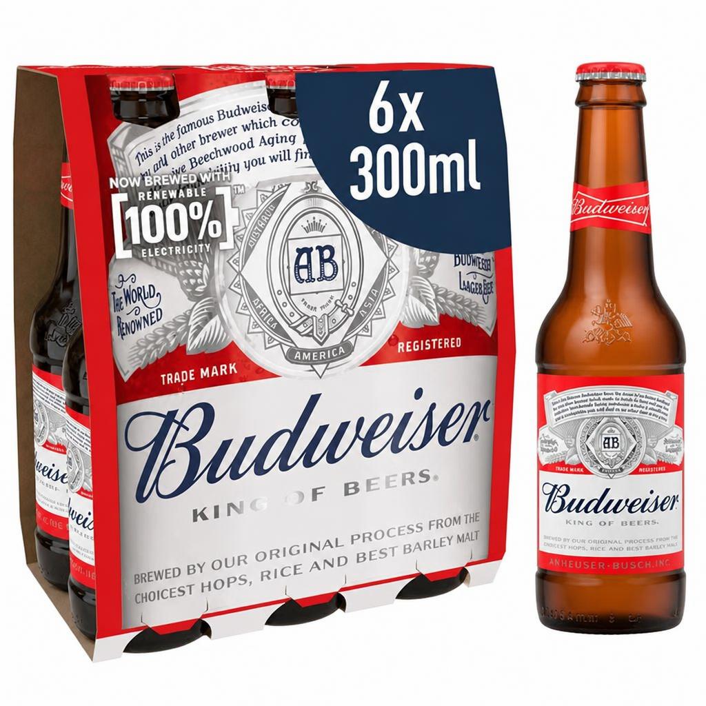 Budweiser King of Beers Lager Beer 6 x 300ml