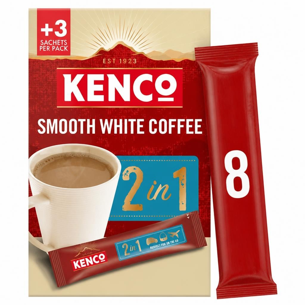 Kenco 2 In 1 Smooth White Instant Coffee Sachets x8