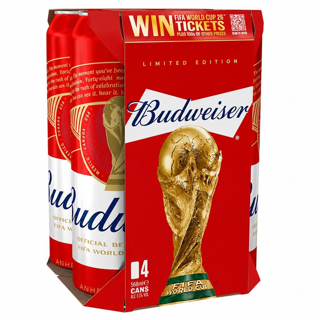 Budweiser Lager Beer Pint Cans 4x568ml
