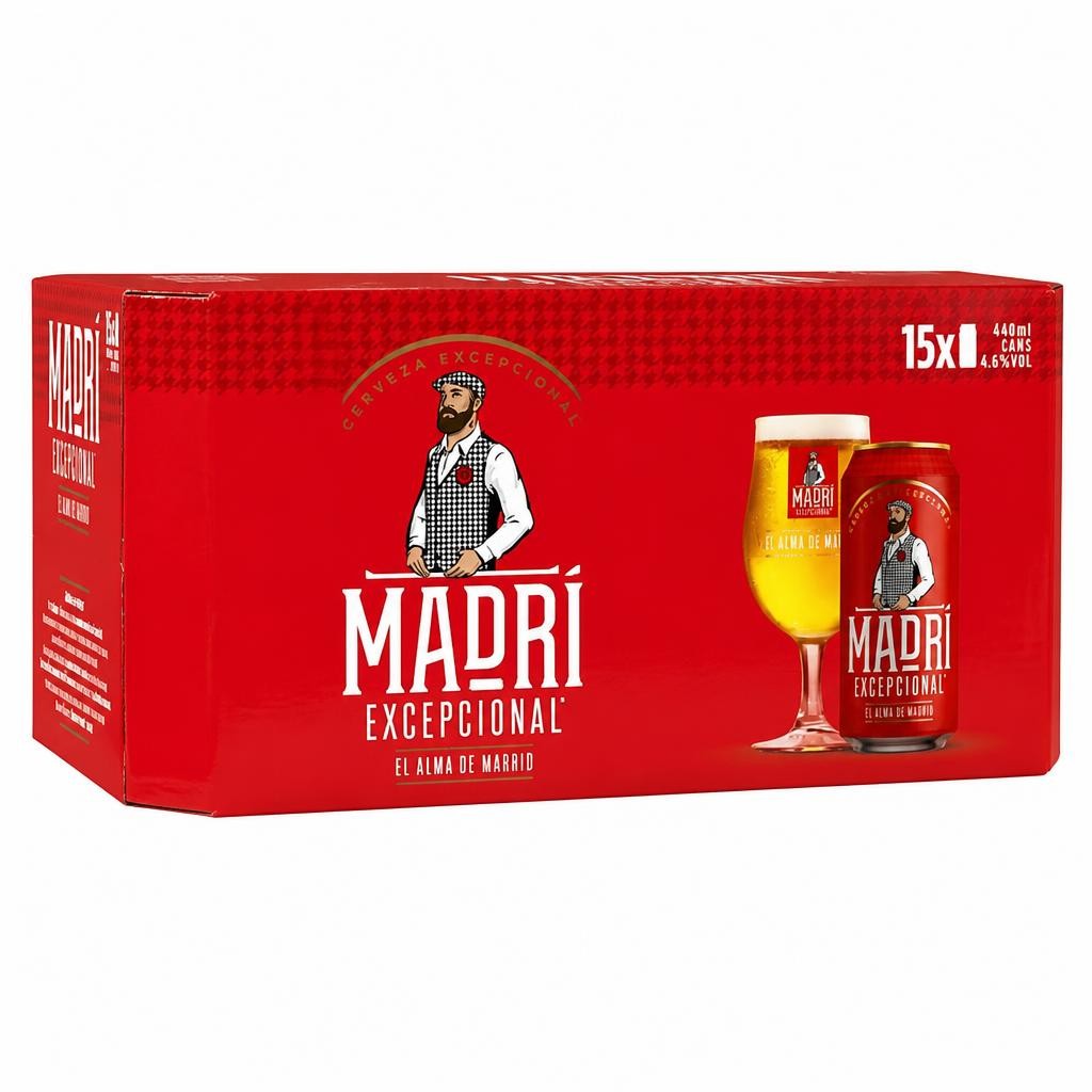 Madri Excepcional Premium Lager Beer Can 15 x 440ml