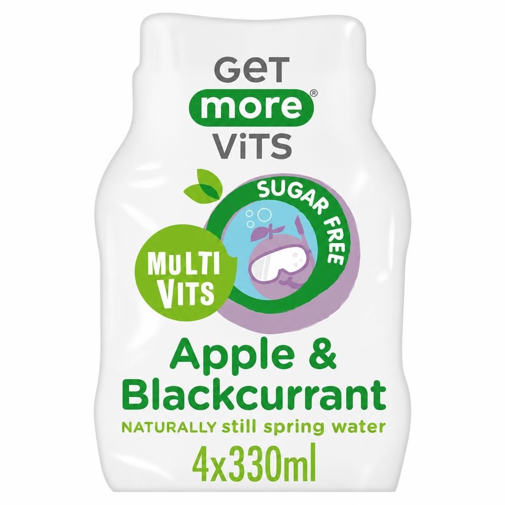 Get More Vits Multi Vits Apple & Blackcurrant Naturally Flavoured Still Spring Water 4 x 330ml