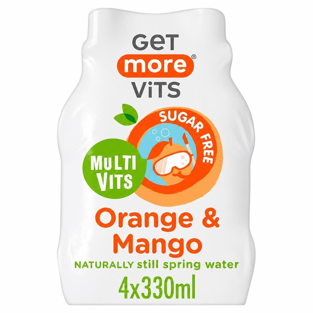 Get More Vits Multi Vits Orange & Mango Naturally Flavoured Still Spring Water 4 x 330ml