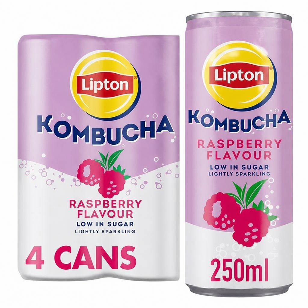 Lipton Kombucha Raspberry Flavour Cans 4 x 250ml