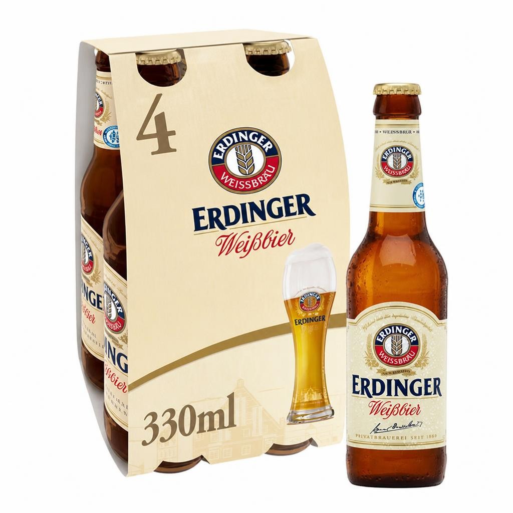 Erdinger Weissbier Wheat Beer Bottle 4x330ml