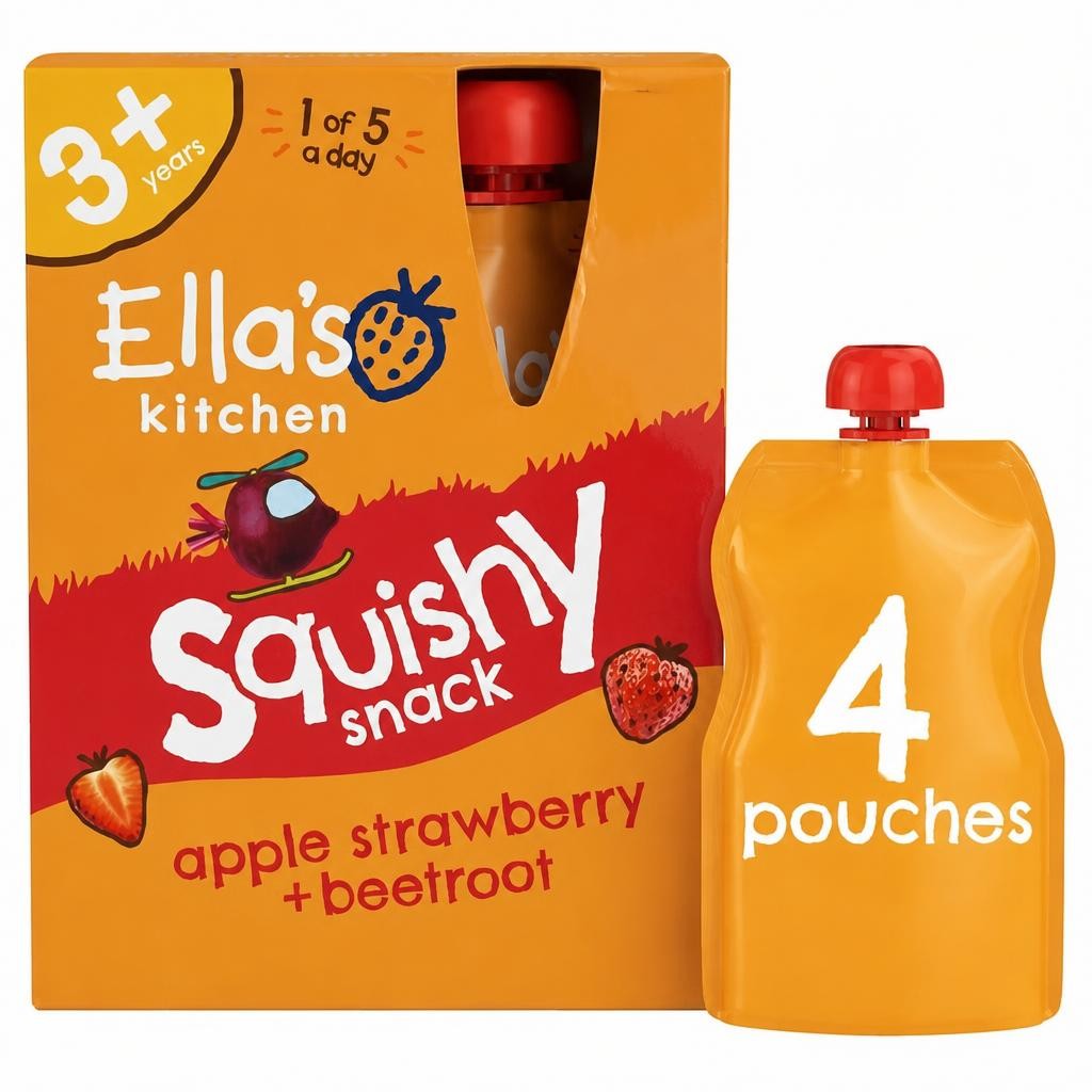 Ella's Kitchen Organic Strawberry & Beetroot Kids Snack Multipack Smoothie Pouch 3+ Years 4x100g