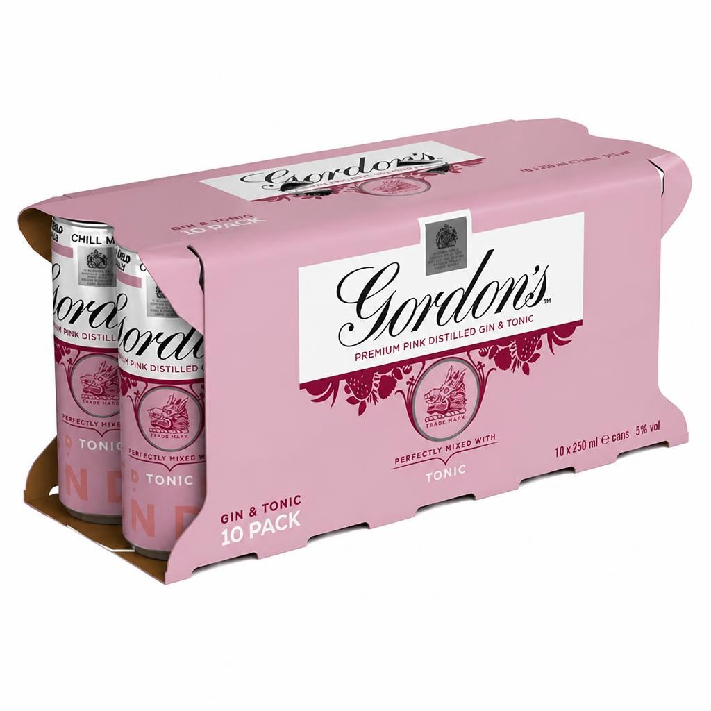 Gordon's Premium Pink Distilled Flavoured Gin & Tonic 10x250ml