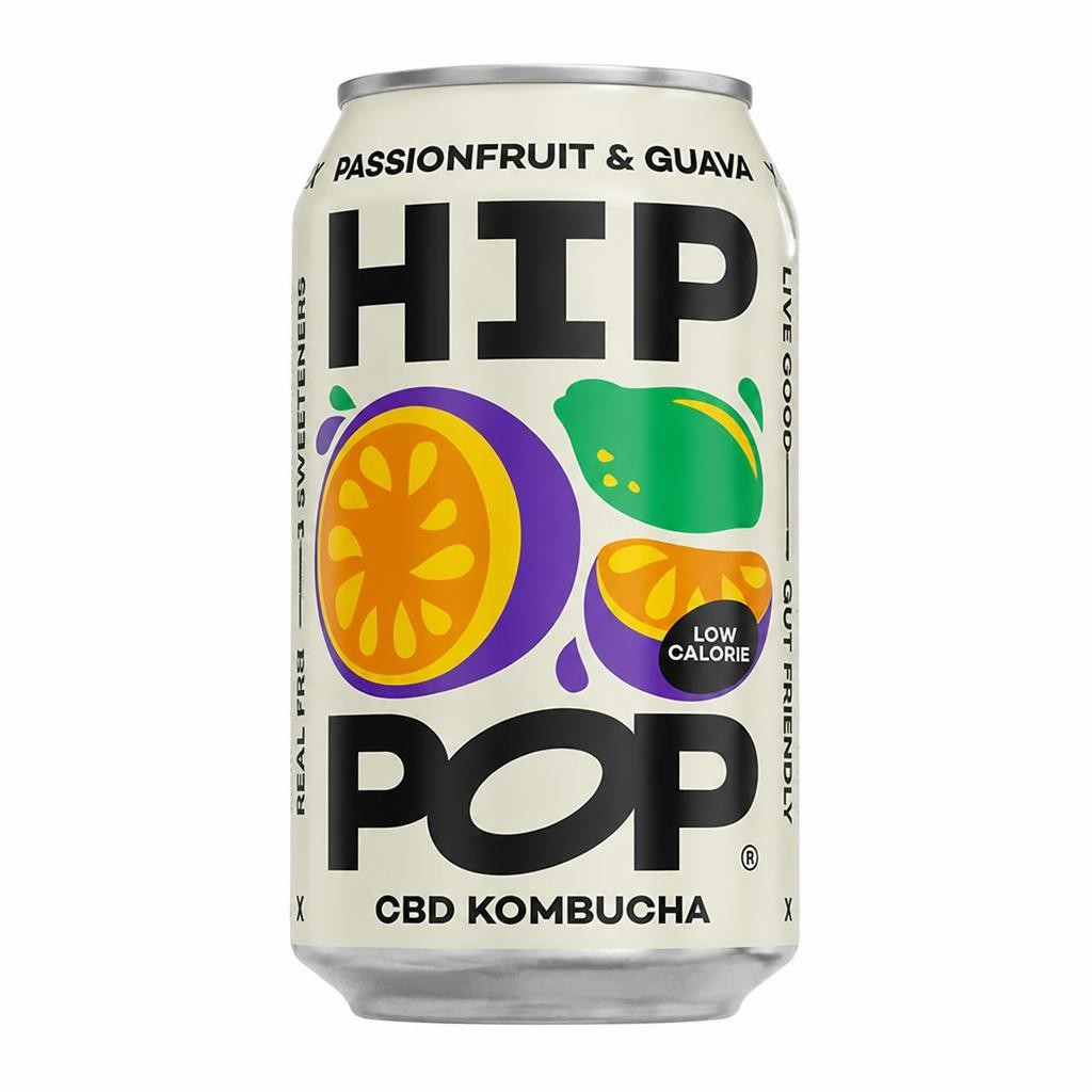 Hip Pop Passionfruit & Guava CBD Kombucha 330ml