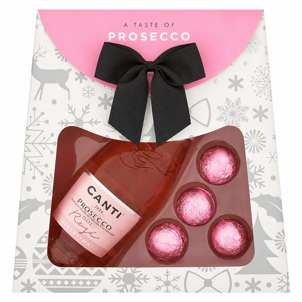 Canti Prosecco Rose 20cl & the Secret Truffletier Milk Prosecco Truffle 38g