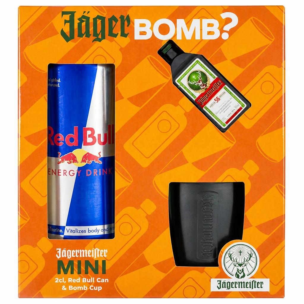 Jägermeister Mini, Red Bull Can & Bomb Cup Gift Set