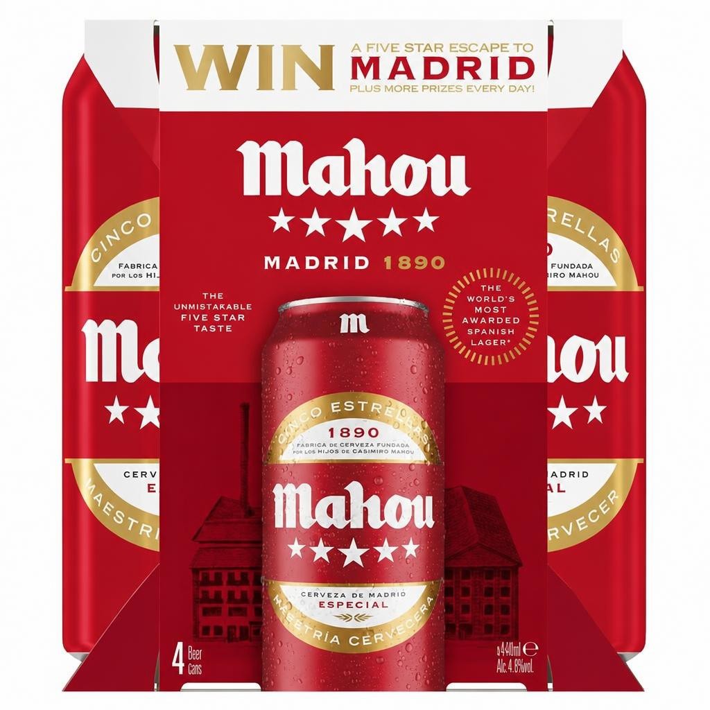 Mahou Lager Beer Can 4x440ml