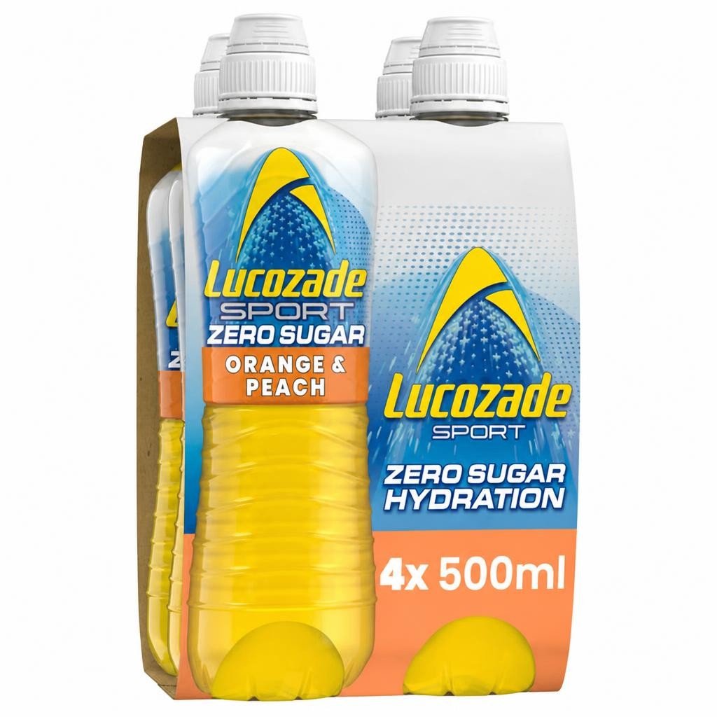 Lucozade Sport Drink Zero Orange & Peach 4x500ml