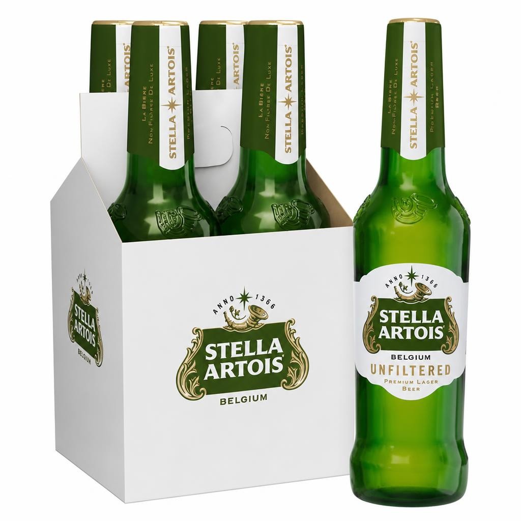 Stella Artois Unfiltered Premium Lager Beer Bottles 4x330ml
