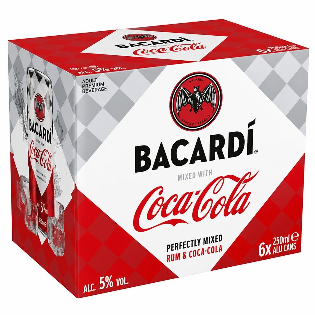 Bacardi & Coca-Cola Pre Mixed Cans 6x 250ml