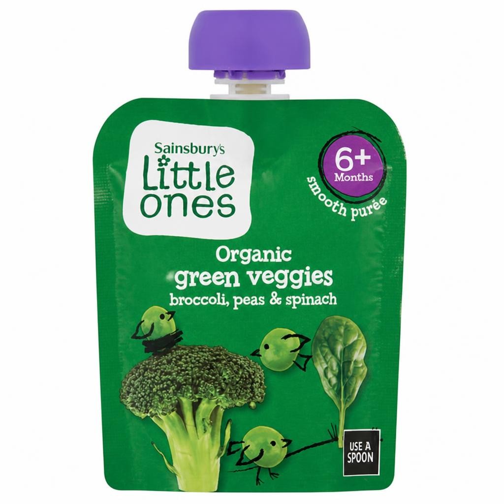 Sainsbury's Little Ones Organic Green Veggies Broccoli, Peas & Spinach 6+ Months 70g