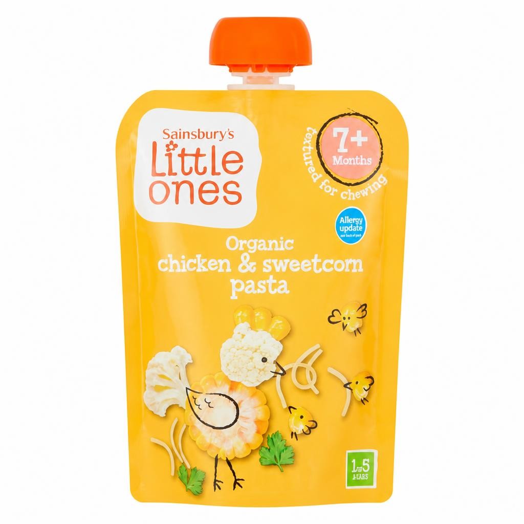 Sainsbury's Little Ones Organic Chicken & Sweetcorn Pasta 7+ Months 130g