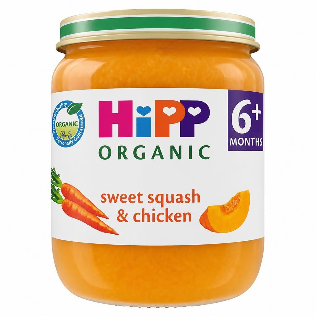 HiPP Organic Sweet Squash & Chicken Baby Food Jar 6+ Months 125g