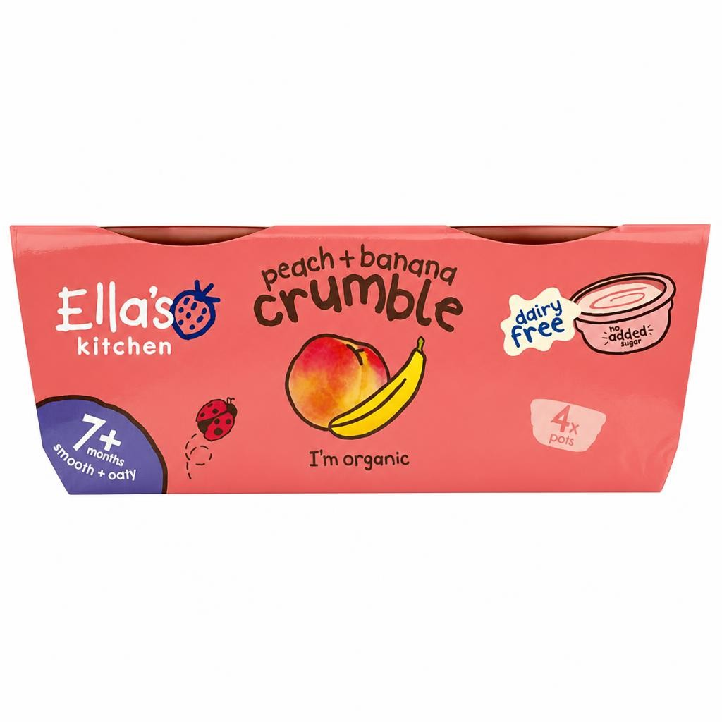 Ella's Kitchen Peach & Banana Crumble 7+ Months 4 x 80g