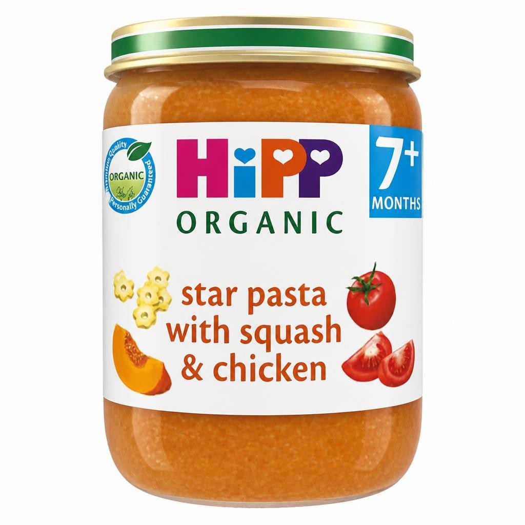 HiPP Organic Star Pasta with Squash & Chicken Baby Food Jar 7+ Months 190g
