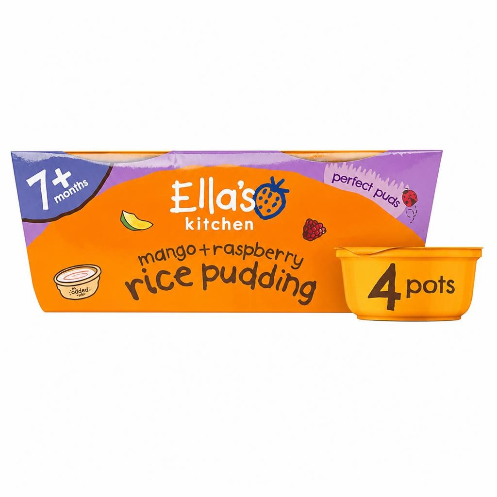 Ella's Kitchen Mango + Raspberry Rice Pudding 7 Months+ 4x80g