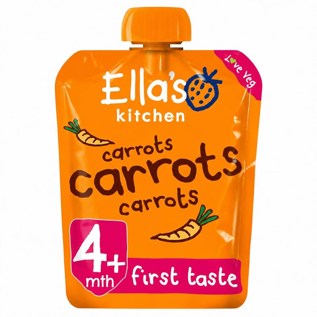 Ella's Kitchen Organic Carrots First Tates Baby Food Weaning Pouch 4+ Months 70g