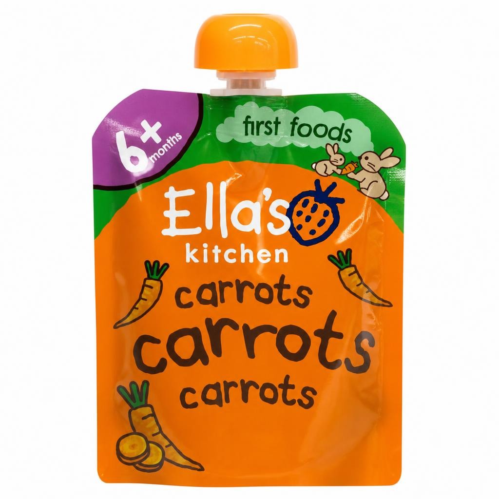 Ella's Kitchen Organic Carrots First Tates Baby Food Weaning Pouch 4+ Months 70g