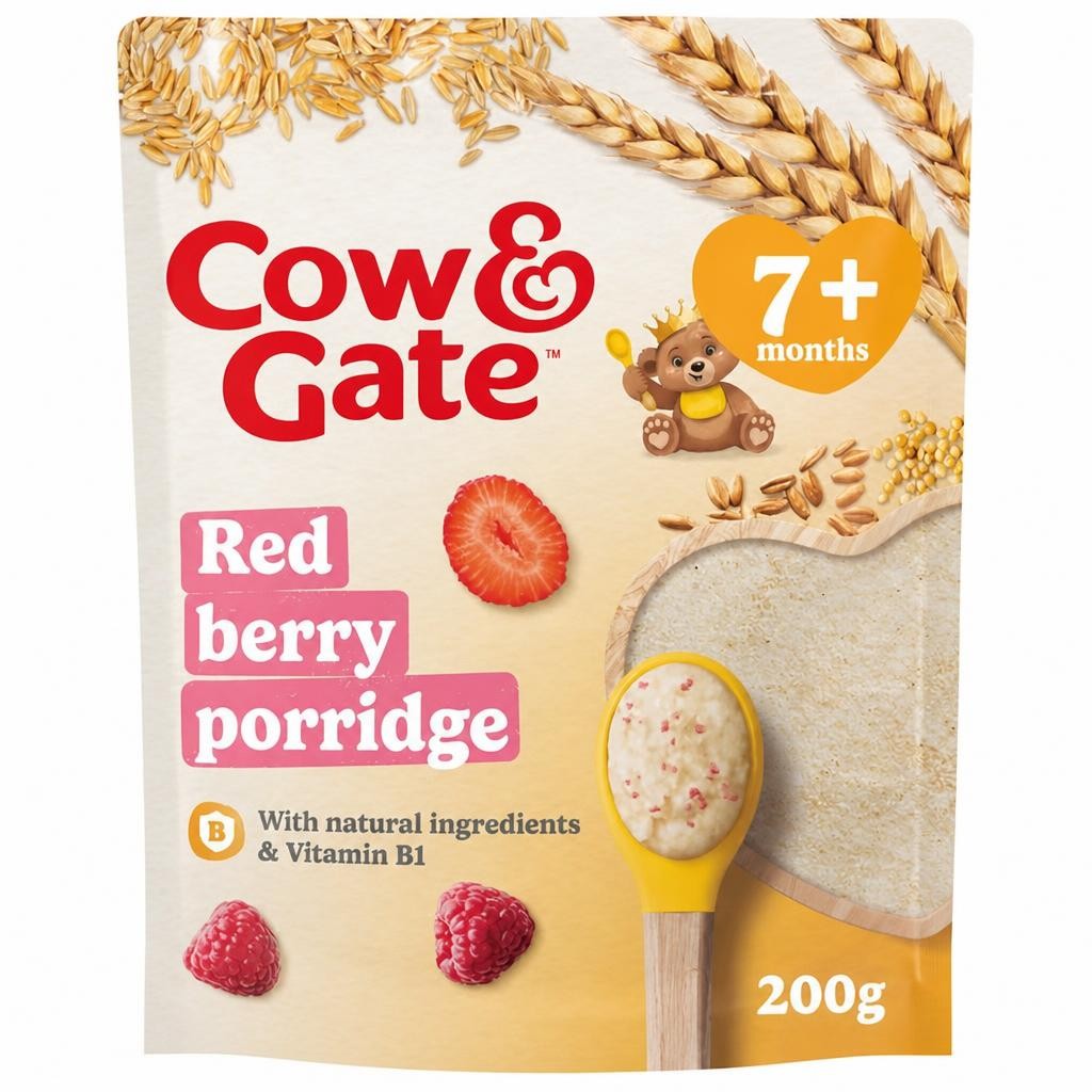 Cow & Gate Red Berry Wholegrain Porridge Baby Cereal 200g