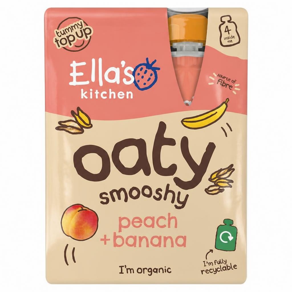 Ella's Kitchen Peach & Banana Oaty Smooshy 4 x 90g